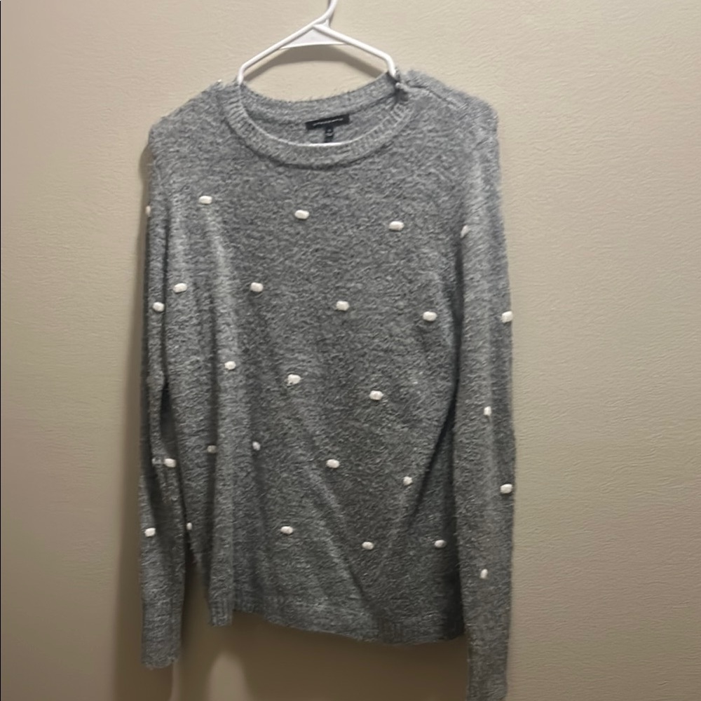 Gray Sweater with White polka dots